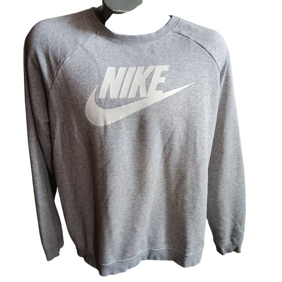 men's XL Nike Gray Logo Crewneck Sweatshirt XL Cotton/Polyester Swoosh - Picture 1 of 6